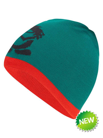 Dwustronna czapka beanie "Troll" w kolorze czerwono-turkusowym
