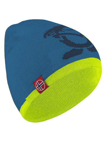 Omkeerbare beanie "Troll" blauw/geel