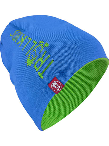 Dwustronna czapka beanie "Troll" w kolorze błękitno-jasnozielonym