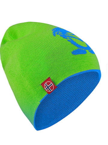 Dwustronna czapka beanie "Troll" w kolorze błękitno-jasnozielonym