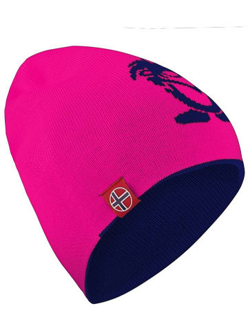 Wende-Beanie "Troll" in Pink/ Dunkelblau