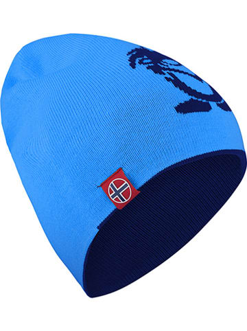 Dwustronna czapka beanie "Troll" w kolorze błękitno-granatowym