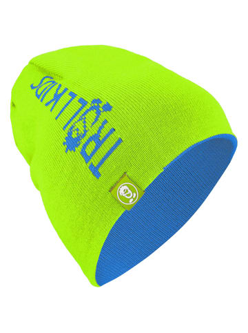 Omkeerbare beanie"Troll" blauw/groen