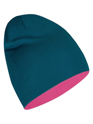 Dwustronna czapka beanie "Troll" w kolorze różowo-turkusowym