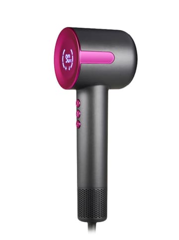 Haartrockner in Dunkelgrau/ Fuchsia