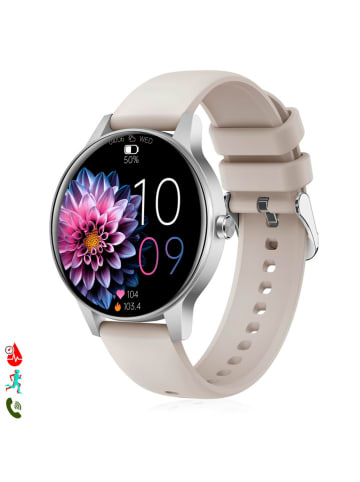 Smartwatch "QS80" zilverkleurig/beige