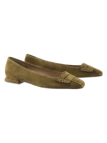 Leder-Ballerinas "Juliette" in Oliv