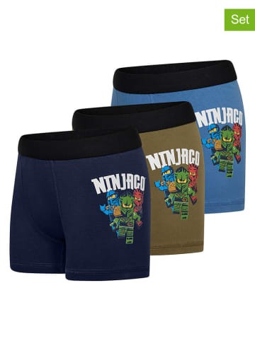 3-delige set: boxershorts donkerblauw/kaki/blauw