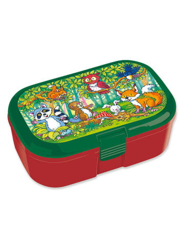 Lunchbox "Waldtiere" in Grün/ Schwarz - (L)17,5 x (B)11 x (H)6 cm