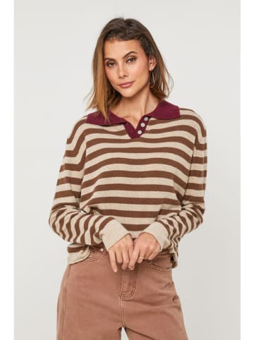 Sweter "Dahlia" w kolorze brązowo-beżowym