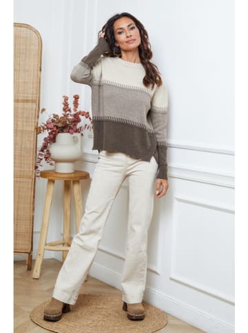 Sweter "Lurica" w kolorze kremowo-szaro-brązowym