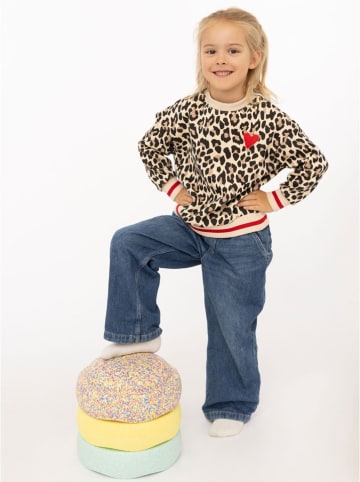 Sweatshirt "Leo Love" in Beige/ Hellbraun