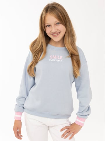 Sweatshirt "SMILE" in Hellblau