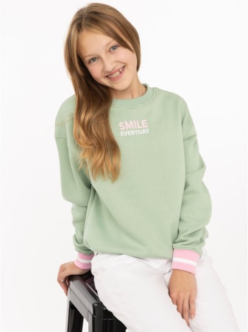 Sweatshirt "SMILE" in Hellgrün