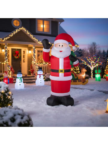 Opblaasbaar ledfiguur "Santa" rood - (B)183 cm
