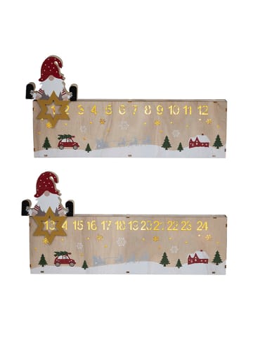 Ledkerstkalender naturel/meerkleurig - (B)40 x (H)21 cm
