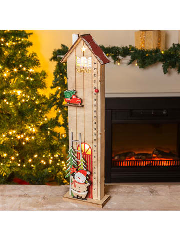 Dekoracyjna lampa LED "House" w kolorze beżowym - 12 x 45,5 x 6 cm