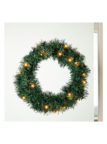 3-delige set: ledkunstkerstbomen en ledkerstkrans groen