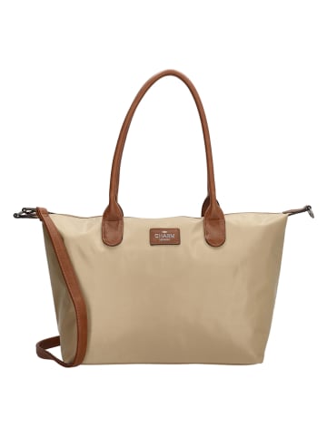 Shopper bag "Buckingham" w kolorze beżowym - 42 x 25 x 15 cm