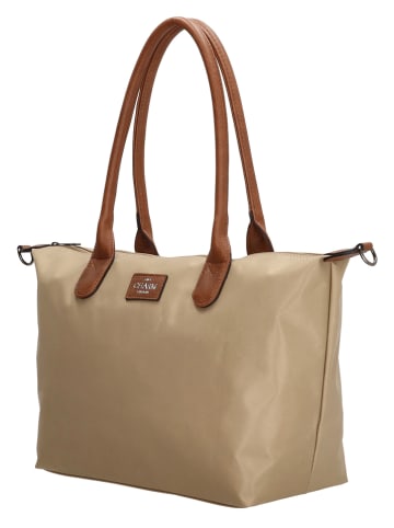 Shopper bag "Buckingham" w kolorze beżowym - 42 x 25 x 15 cm