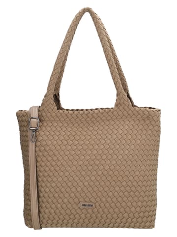Shopper bag w kolorze beżowym - 43 x 35 x 11 cm