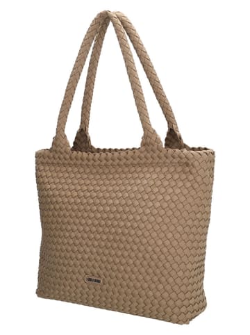 Shopper bag w kolorze beżowym - 43 x 35 x 11 cm