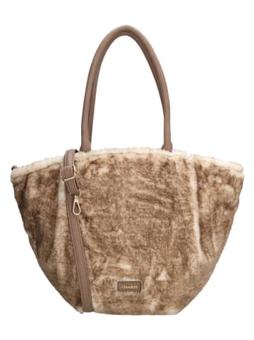 Shopper bag w kolorze beżowym - 47 x 30 x 11 cm