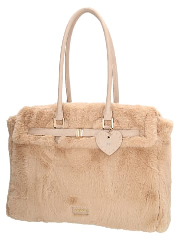 Shopper bag w kolorze beżowym - 41 x 31 x 10 cm