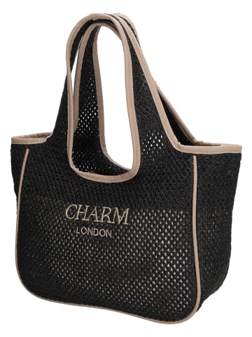 Shopper bag "Shoreditch" w kolorze beżowo-czarnym - 41,5 x 25 x 12,5 cm
