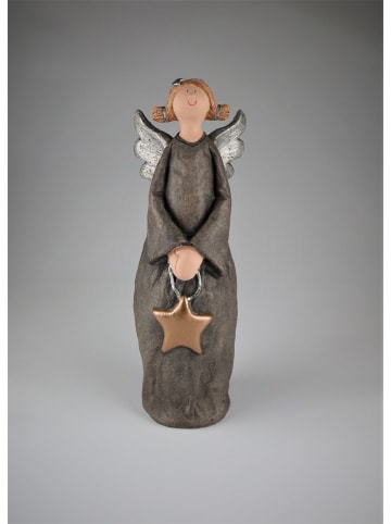 Figurka dekoracyjna "Angel" w kolorze szarym - wys. 39 cm