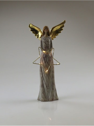 Figurka dekoracyjna LED "Angel" w kolorze złoto-szarym - wys. 25 cm
