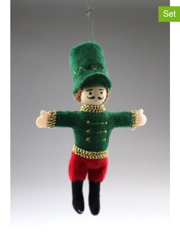 2er-Set: Christbaumornamente "Wächter" in Grün - (H)13 x Ø 7 cm
