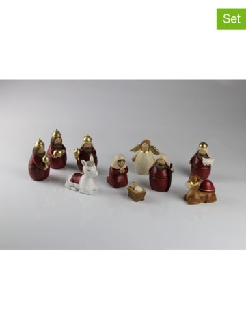 10er-Set Dekofiguren "Heilige Familie" in Rot - (H)10 cm 
