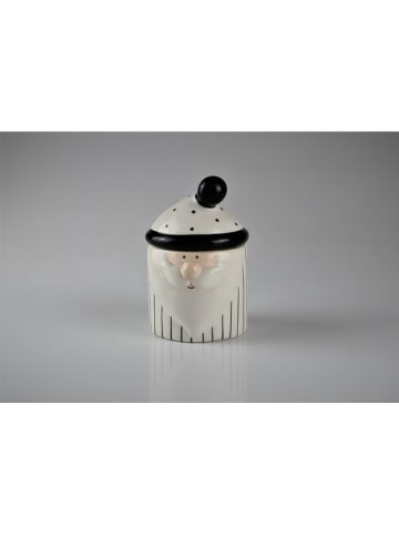 Vorratsdose "Niko" in Weiß/ Schwarz - (H)14 x Ø 9 cm