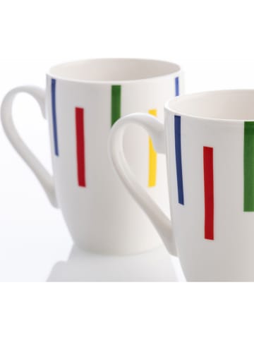 4-delige set: koppen wit/meerkleurig - 360 ml