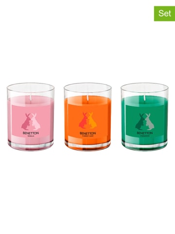 12-delige set: geurkaarsen lichtroze/oranje/groen - 12x 65 g