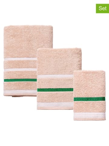 3tlg. Badtextilien-Set in Beige