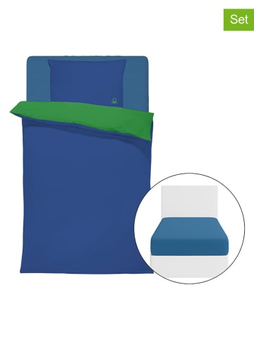 3-delige beddengoedset blauw/groen
