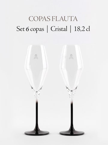 Kieliszki (6 szt.) w kolorze czarnym do szampana - 182 ml