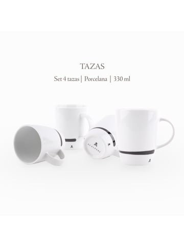 4-delige set: koffiekoppen wit - 330 ml