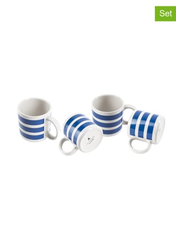 Kubki (4 szt.) w kolorze biało-niebieskim do kawy - 360 ml