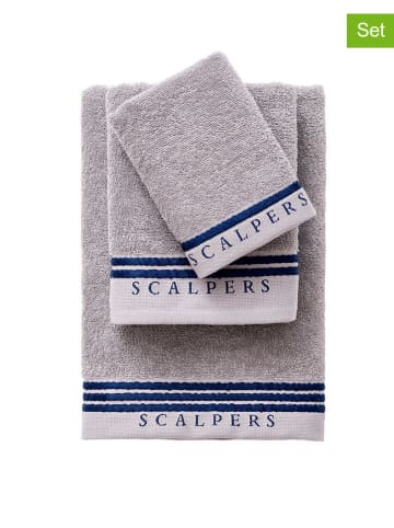 3-delige handdoekenset  grijs/blauw