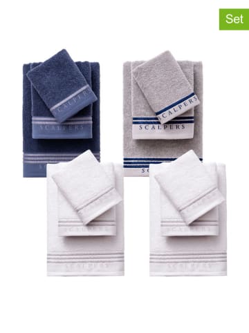 12-delige handdoekenset blauw/grijs/wit