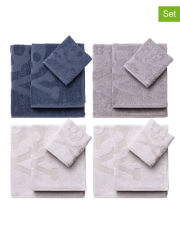 12-delige handdoekenset grijs/blauw