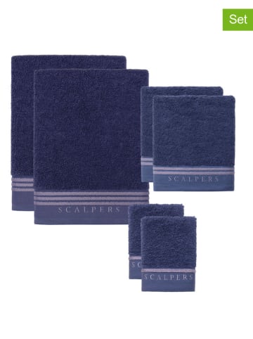 6-delige handdoekenset  donkerblauw