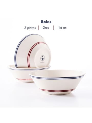 Miski (3 szt.) w kolorze biało-granatowo-czerwonym - Ø 16 cm