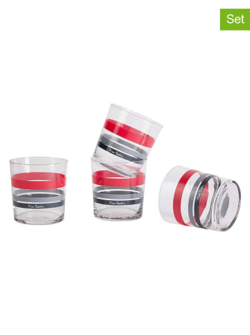 Szklanki (12 szt.) w kolorze czerwono-szarym - 350 ml