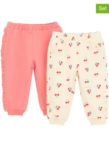 2er-Set: Sweathose in Rosa/ Creme
