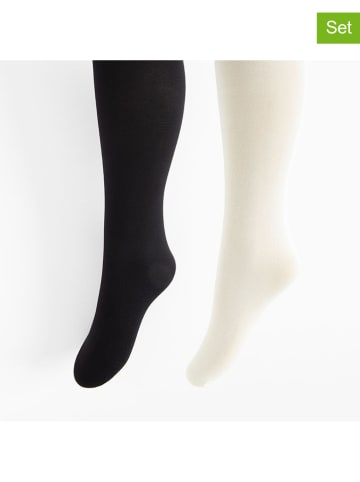 2er-Set: Strumpfhosen in Schwarz/ Creme