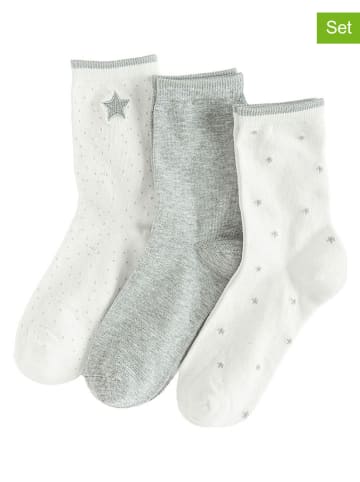 3er-Set: Socken in Grau/ Weiß